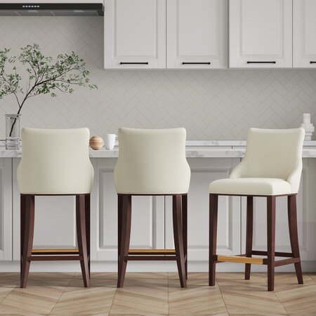 Manhattan Comfort Shubert Barstool in Ivory - Set of 3 3-BS019-IV